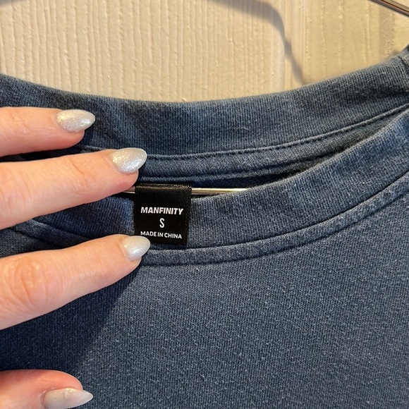 Blue Short Sleeve Tee with Inspirational Print - Picture 4 of 4